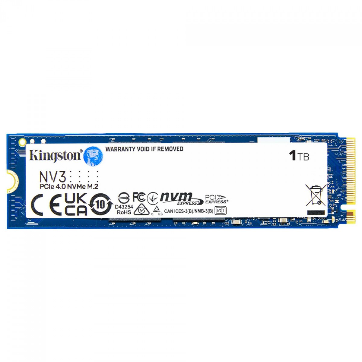 SSD Kingston NV3, 1 TB, M.2 2280, PCIe 4.0 x4, NVMe, Leitura: 6000 MB/s, Gravação: 4000 MB/s